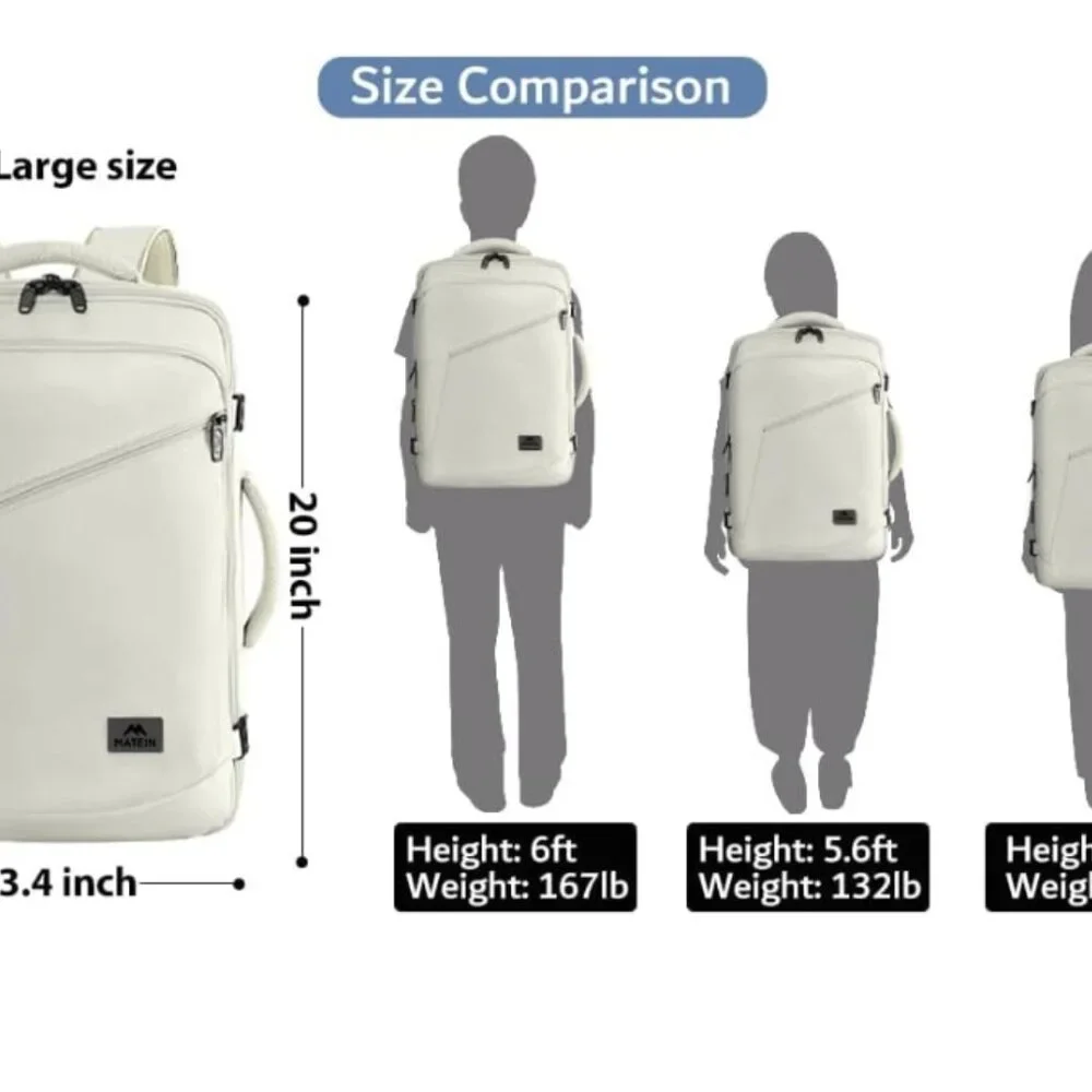 MATEIN Large Travel Backpack β 45L Expandable Carry-On - Picture 6 of 11